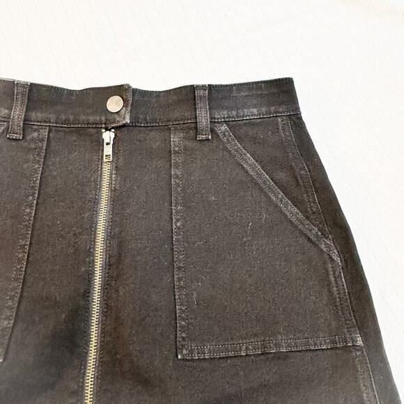 Madewell Black Pencil Mini Skirt Gold Front Zipper Size 27 - Picture 6 of 6